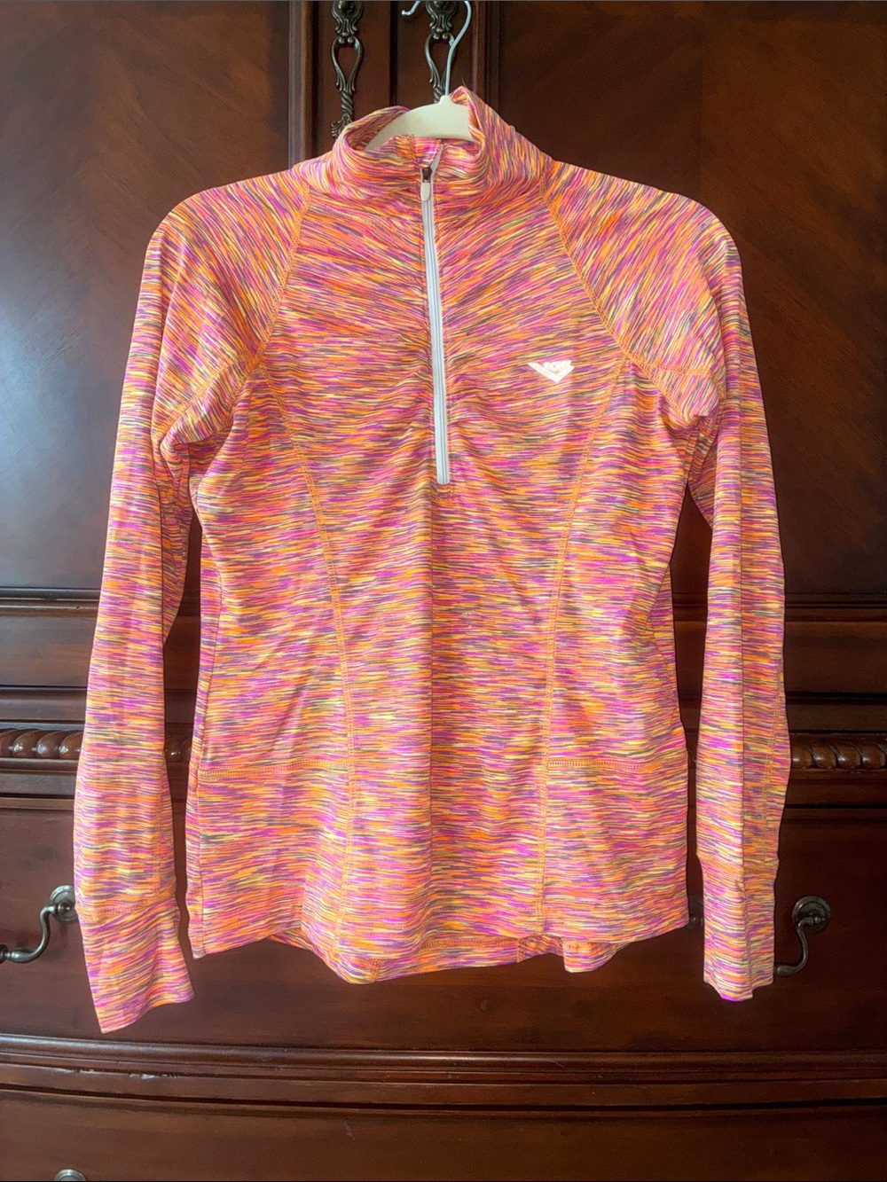 Pony Pink Orange Space-Dye Quarter-Zip Pullover